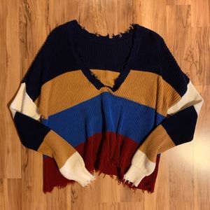 Striped Distressed Sweater from Vici